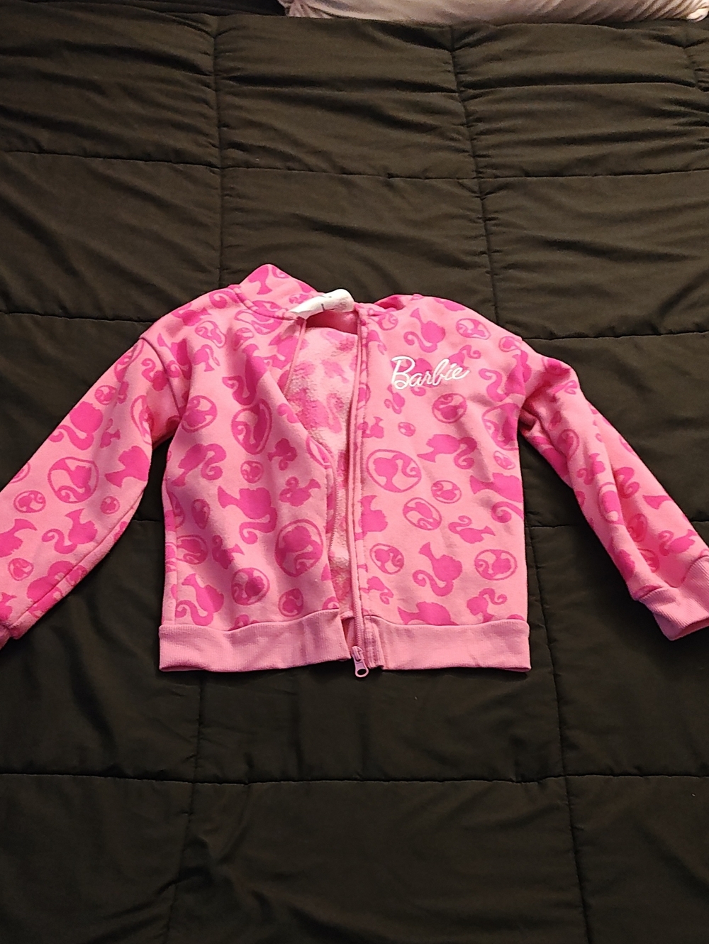 Barbie Pink Patterned Zip-Up Hoodie